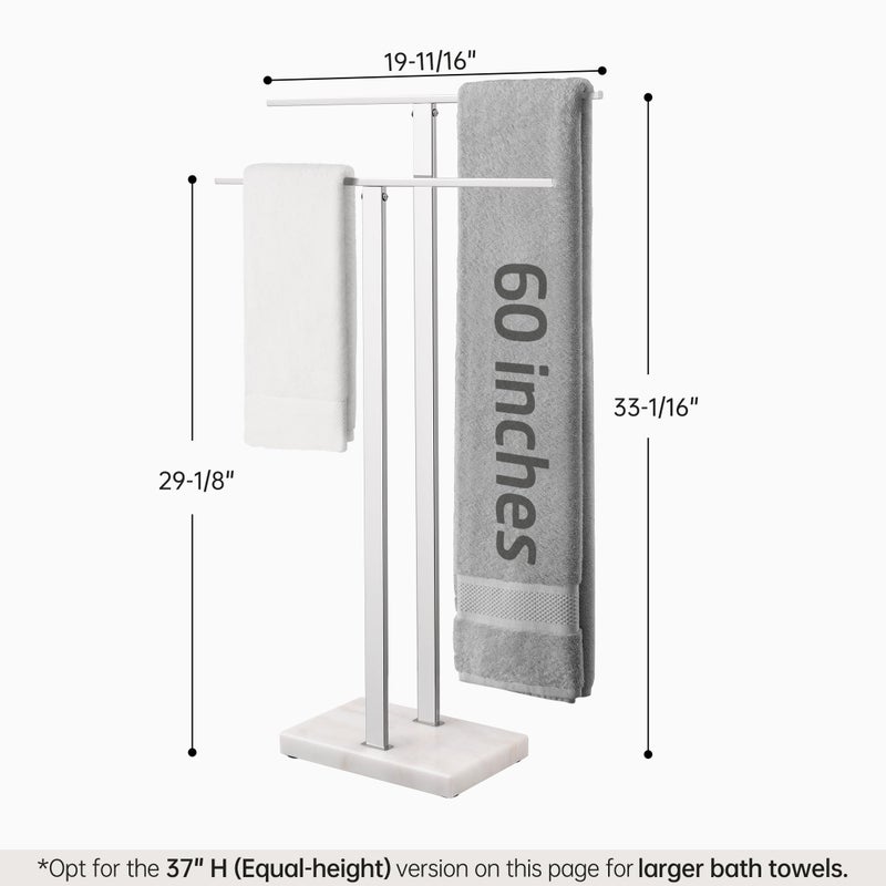 KES Standing Towel Rack for Bathroom with Marble Base, 2-Tier Towel Rack Stand for Floor, SUS304 Stainless Steel Polished Finish, BTH217 - Image 5