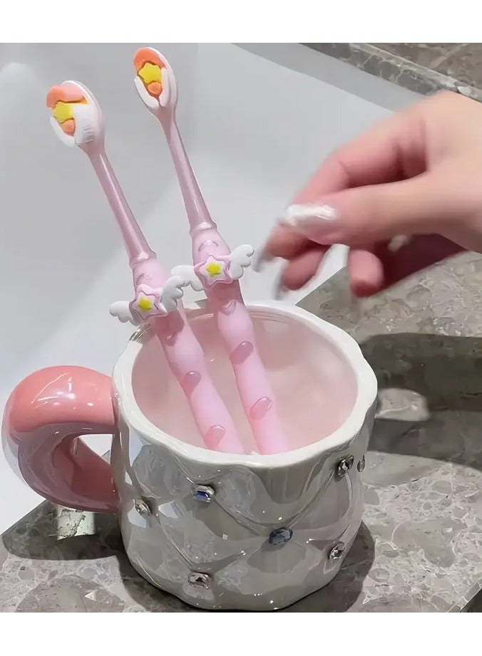 جلوسكي 1pc جنية عصا فرشاة أسنان ناعمة السيليكون - لطيف، قبضة غير انزلاق للبالغين والأزواج، تصميم لطيف للرعاية الفموية المنزلية - Image 4