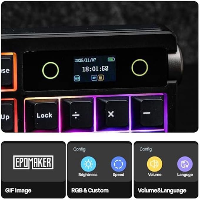 EPOMAKER TH108 PRO FULL SIZE MECHANICAL KEYBOARD WITH SCREEN & KNOB, WIRELESS GAMING KEYBOARD WITH 10000MAH, CREAMY GASKET, HOT SWAP, CUSTOM DRIVER, RGB BACKLIGHT (BLACK, SEA SALT SILENT) - Image 2