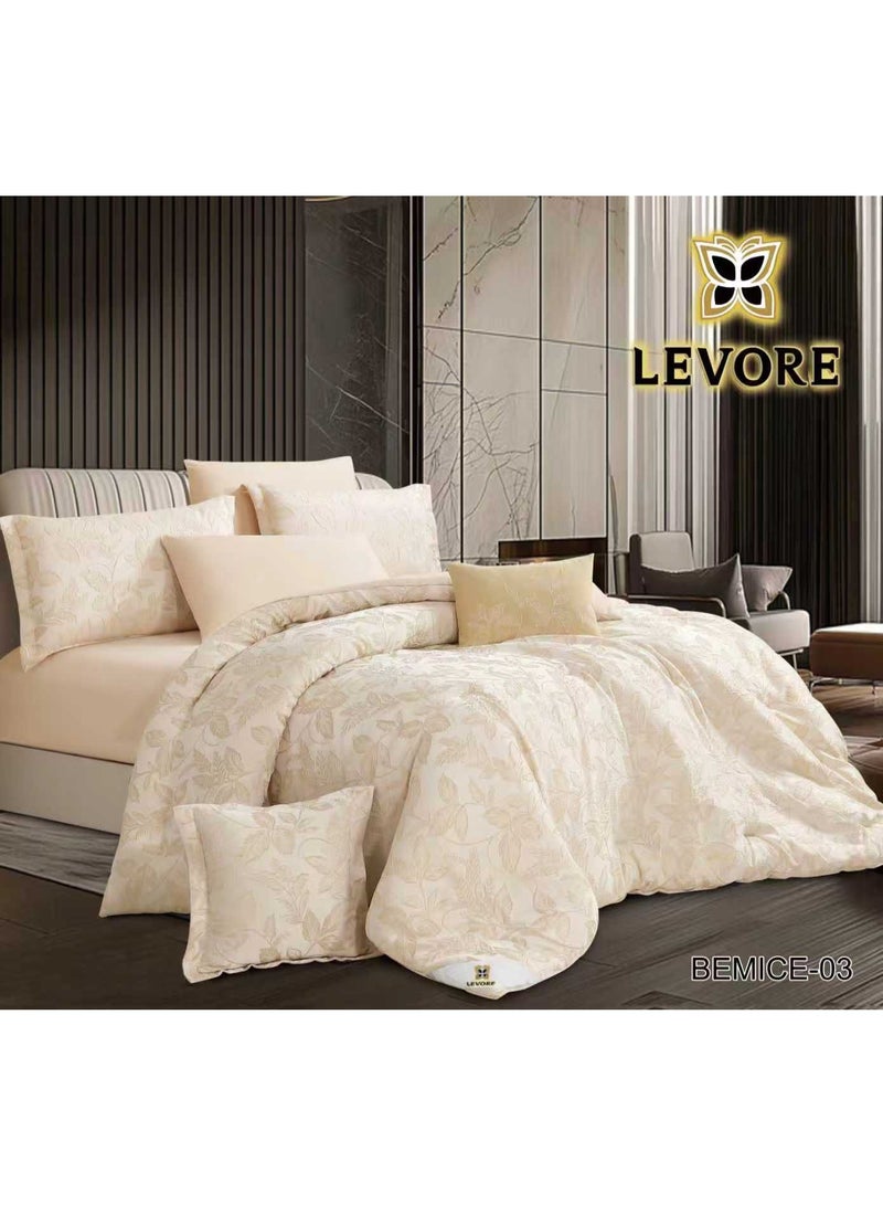 LEVORE Luxury 8-piece double bedsheet set, royal-style jacquard, soft to the touch, suitable for a 200x200 cm bed.
