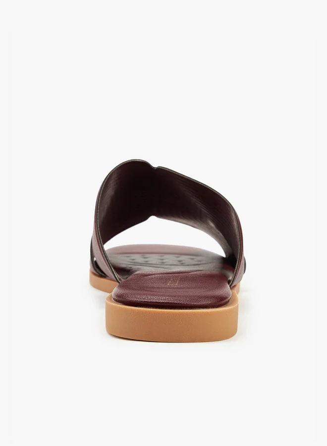 Flora Bella By Shoexpress Textured Slip-On Flat Sandals