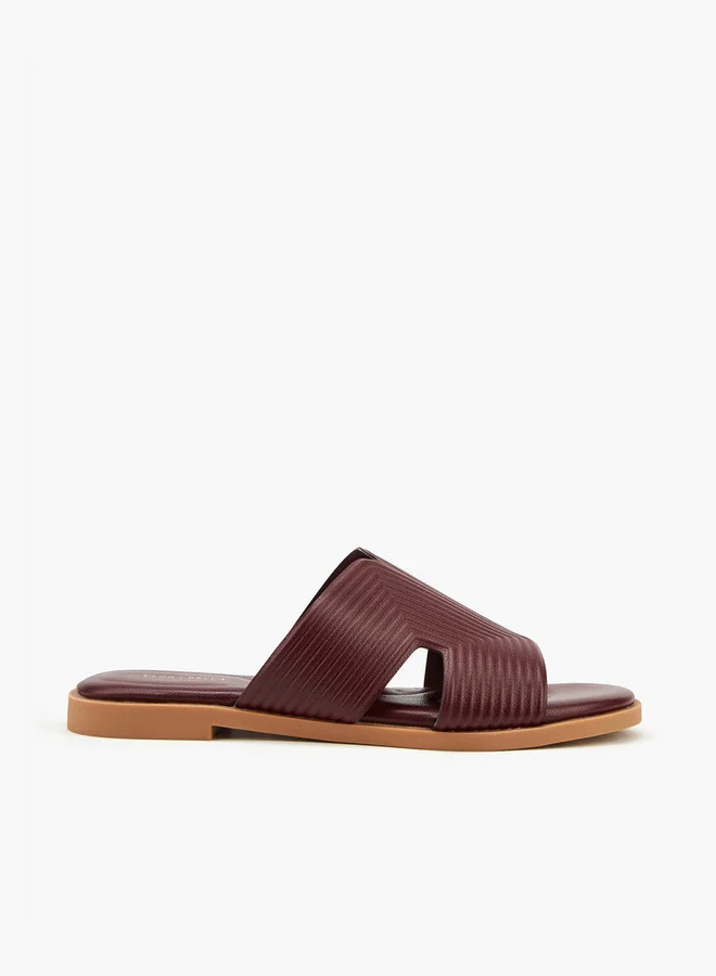 Flora Bella By Shoexpress Textured Slip-On Flat Sandals