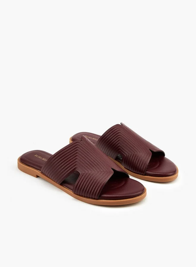 Flora Bella By Shoexpress Textured Slip-On Flat Sandals