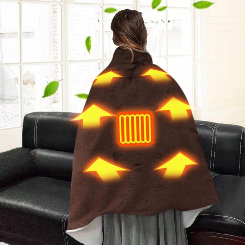 تشكيغلو بطانية كهربائية مدفأة تعمل بمنفذ USB، بطانية شال كهربائية مدفأة، بطانية فلانيل مدفأة بثلاث مستويات حرارة لحماية الكتفين من البرد، مناسبة للاستخدام الداخلي والخارجي، في السيارة، المكتب، والمنزل - Image 2