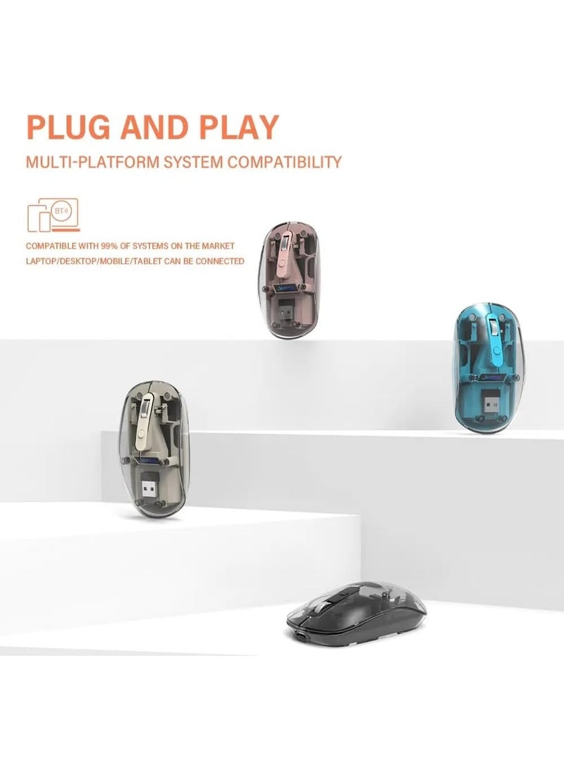 JeDEL Wireless Mouse WD131P , Dual Bluetooth and 2.4GHz Connection for a Stable and Smooth User Experience, Ergonomic Design in Elegant Beige Color, Adjustable Resolution up to 1600 DPI, Rechargeable  Long Life Battery , Dazzling RGB Lighting, Ideal for Gaming, Office Work, Study, Laptops and Computers - Image 5