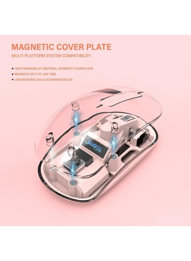 JeDEL Wireless Mouse WD131P , Dual Bluetooth and 2.4GHz Connection for a Stable and Smooth User Experience, Ergonomic Design in Elegant Beige Color, Adjustable Resolution up to 1600 DPI, Rechargeable  Long Life Battery , Dazzling RGB Lighting, Ideal for Gaming, Office Work, Study, Laptops and Computers - Image 3