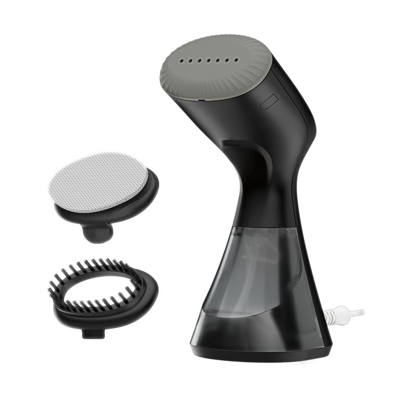 Conair Handheld Garment Steamer for Clothes  Compact Fabric Steamer for Home or Travel  Quick 30-Second Heat-Up  10-Minute Continuous Steam  Includes Bristle Brush & Delicates Bonnet  Black  GS81 - Image 1