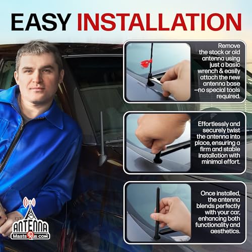 AntennaMastsRus - Short Rubber Antenna fits Toyota FJ Cruiser (2007-2015) - USA Stainless Steel Threading - The Original 6 3/4 Inch Accessories - Car Wash Proof - Internal Copper Coil - Image 5