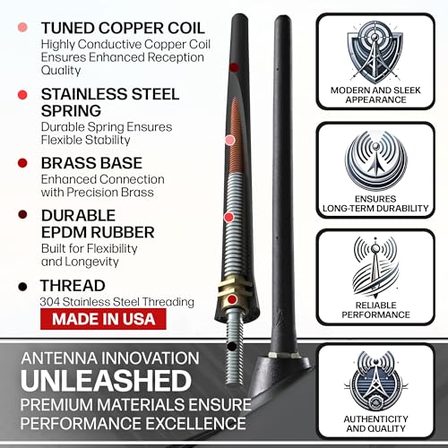 AntennaMastsRus - Short Rubber Antenna fits Toyota FJ Cruiser (2007-2015) - USA Stainless Steel Threading - The Original 6 3/4 Inch Accessories - Car Wash Proof - Internal Copper Coil - Image 3