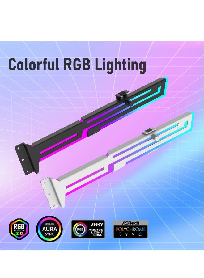 دعامة بطاقة الرسومات قابلة للتعديل مع دعم ARGB، دعامة بطاقة الرسومات، حامل GPU 5V 3Pin، حامل GPU القابل للتعديل مع طول وارتفاع قابلين للتعديل، حامل بطاقة الفيديو، حامل بطاقة الرسومات باللون الأسود. - Image 2