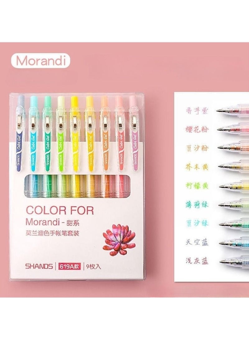 9 Colors Retractable Gel Ink Pens with Grip +9 Refill, Assorted Colors Ink, Smooth Writing Pens Color - Image 1