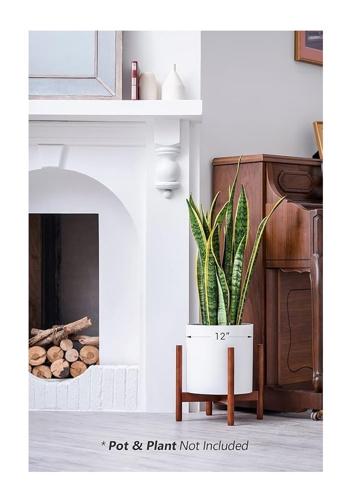 Horoof Home حامل نباتات خشبي حديث من هروف هوم®، 30x30x30 سم، تشطيب بني - تصميم أنيق وبسيط لزرع النباتات الداخلية - Image 2