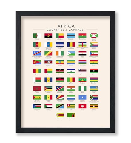 Poster Master Flags of Africa Poster African Countries Capitals Print Learning Materials Art Flag Art Gift for Students Teachers Decor for Classroom or Library 8x10 UNFRAMED Wall Art - Image 1