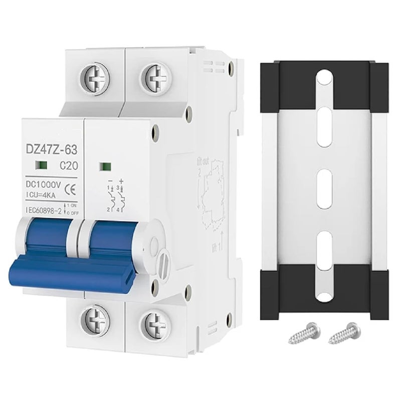 10A 2 Pole DC Circuit Breaker 1000V 4kA DIN Rail Mount IEC60898 2 - Image 1