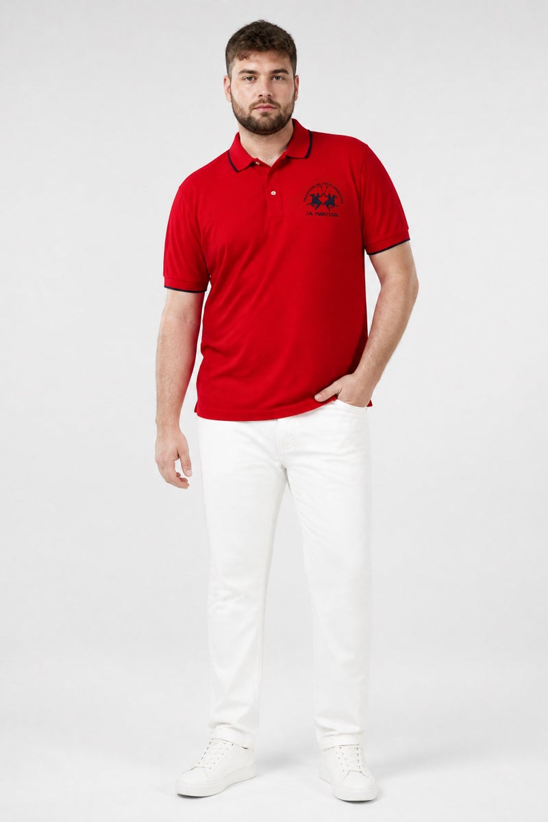 La Martina Men Regular Fit Embroidered Logo Long Sleeve Polo Shirt, Red - Image 3