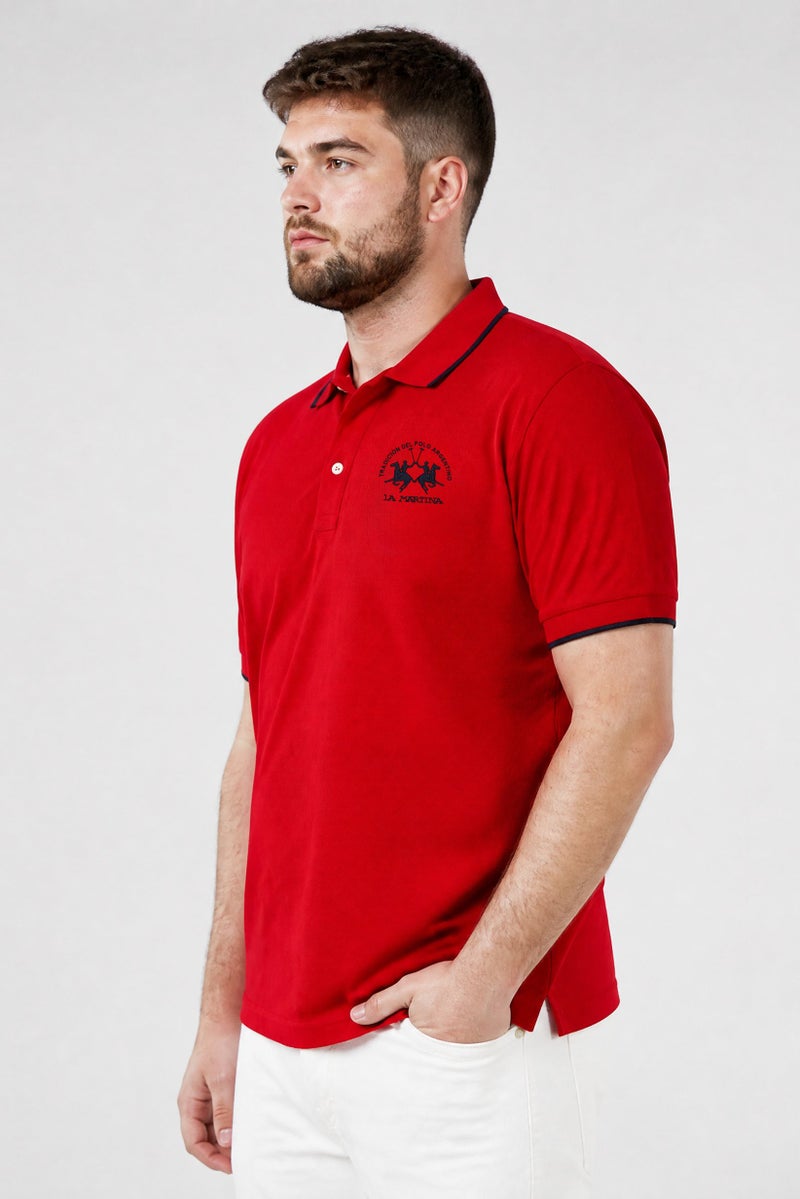 La Martina Men Regular Fit Embroidered Logo Long Sleeve Polo Shirt, Red - Image 2