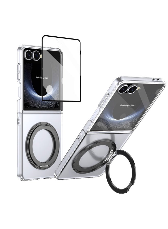 Magnetic for Samsung Galaxy Z Flip 7 Case, with Screen Protector Rotating Kickstand, Wireless Charging  - Image 1
