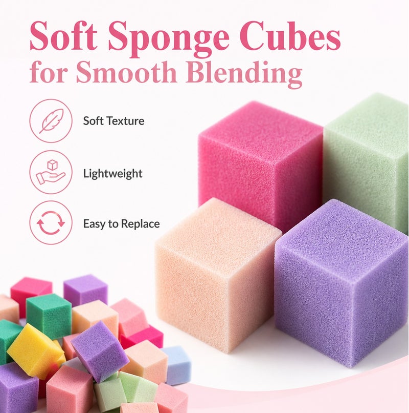 Me Now 100PCS Nail Art Sponge Picker Tool Set with Colorful Sponge Cubes Metal Claw Pen for Ombre Gradient Nails, Reusable Nail Sponge Stamp Kit for Gel Polish French Tip DIY Manicure and Salon Nail - Image 4