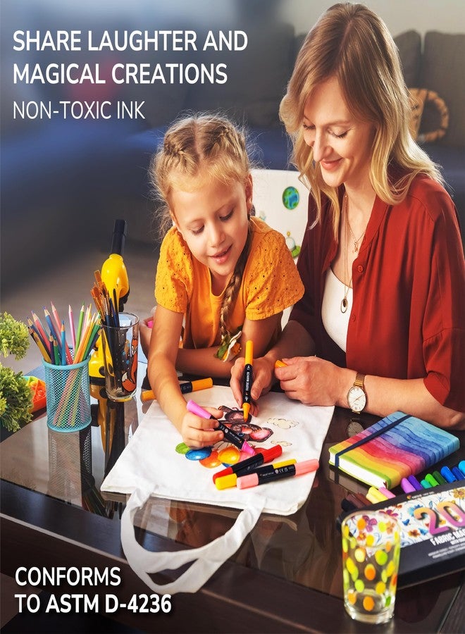 Zenacolor 20 Fabric Markers - Vibrant Colors Fabric Markers Permanent for Clothes - Fine Point Fabric Paint Markers - Image 5