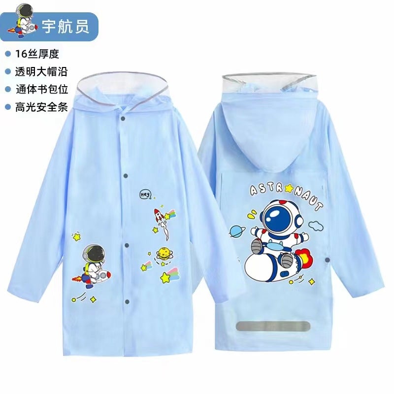 New Odorless Cute Children'S Raincoat Super Cute Boys And Girls Poncho Big Brim Lengthened Big Schoolbag - Image 3