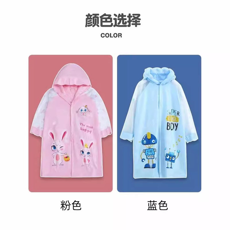 New Odorless Cute Children'S Raincoat Super Cute Boys And Girls Poncho Big Brim Lengthened Big Schoolbag - Image 5