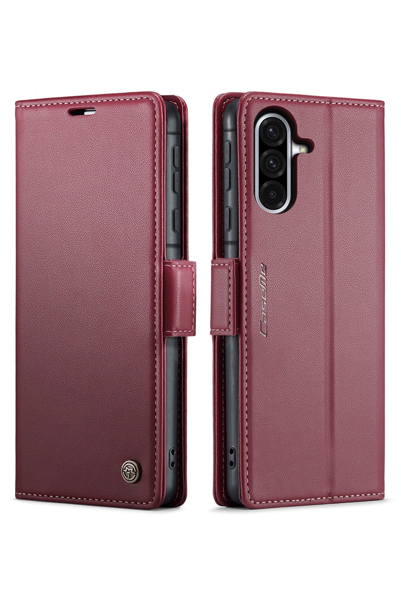 CaseMe Flip Wallet Case For Samsung Galaxy A56 5G RFID Blocking PU Leather Wallet Flip Folio Case with Card Holder Kickstand Shockproof Phone Cover - Red - Image 1