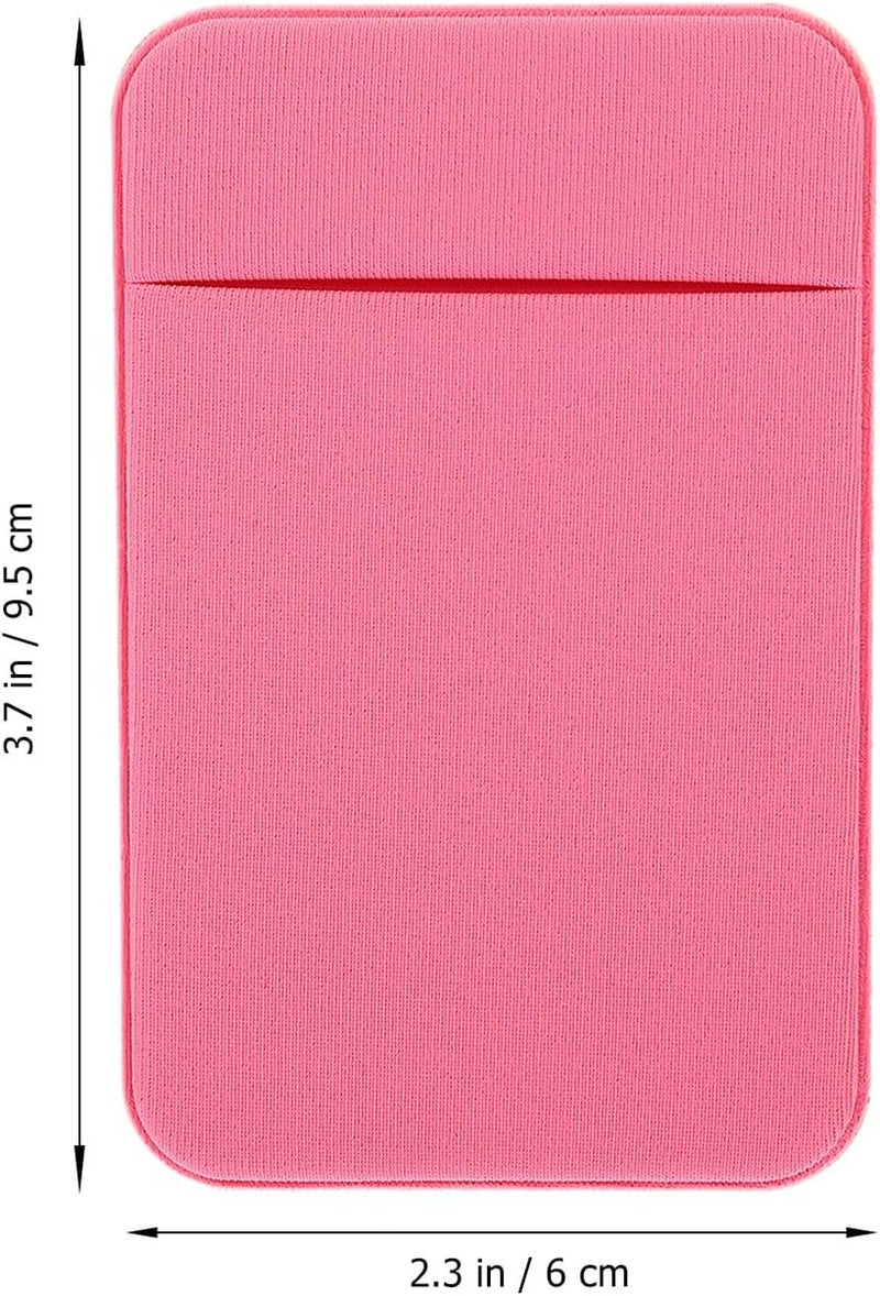 2Pcs Adhesive Wallet Sleeve Phone Back Card Holder for Smartphones Elastic Stretch Fabric Phone Wallet Stickers Pink Cell Card Holder for Travel and Daily Use - Image 2