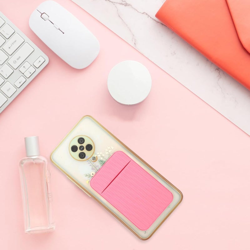 2Pcs Adhesive Wallet Sleeve Phone Back Card Holder for Smartphones Elastic Stretch Fabric Phone Wallet Stickers Pink Cell Card Holder for Travel and Daily Use - Image 3