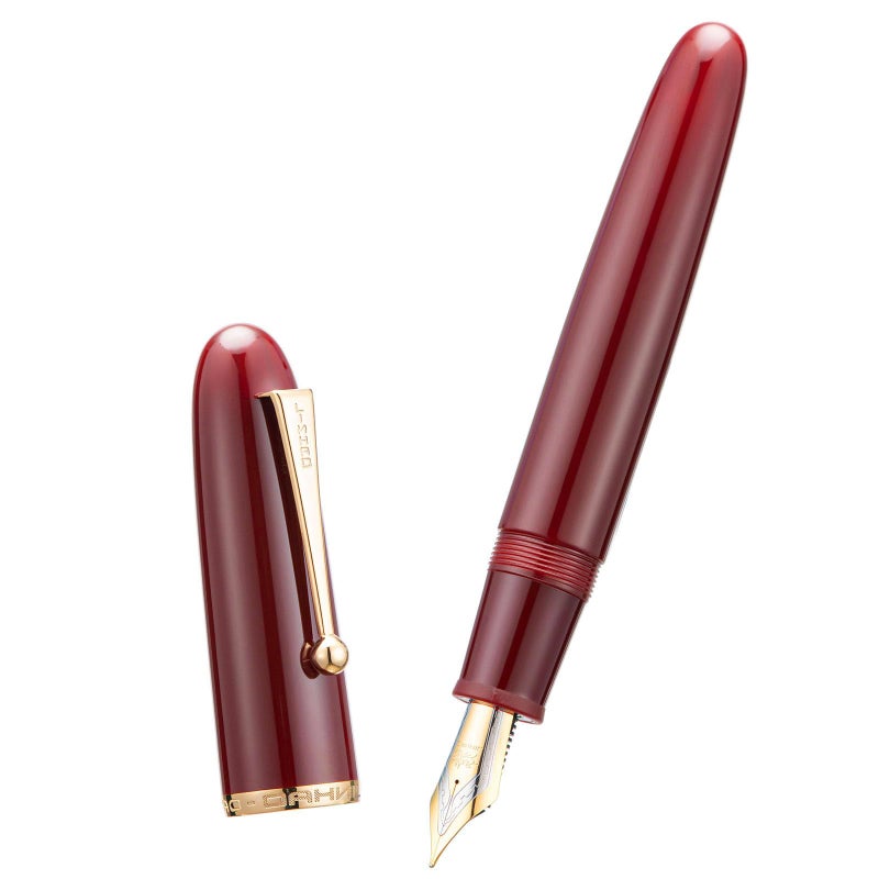 Lanxivi Jinhao 9019 Fountain Pen Dadao Series Wine Red Gold Trim #8 Fine Point Large Converter Smooth Writing Instrument - Image 4