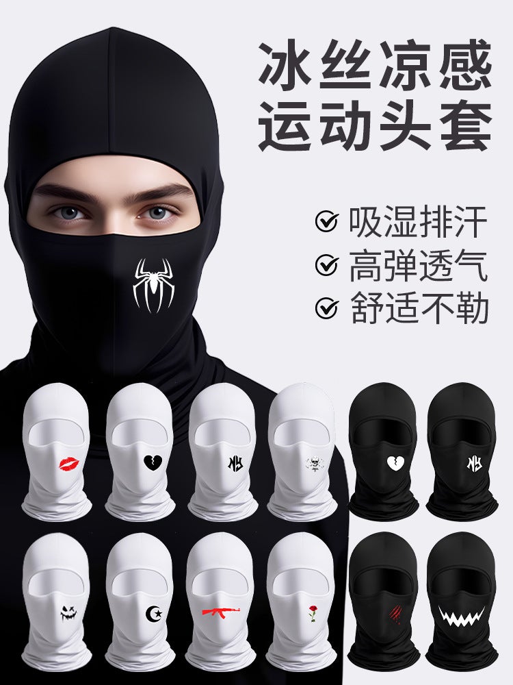 Summer Outdoor Cycling Sun Protection Hood Ice Silk Breathable Mask Spider-Man Heat Transfer Face Small Thin Pullover Hat - Image 2