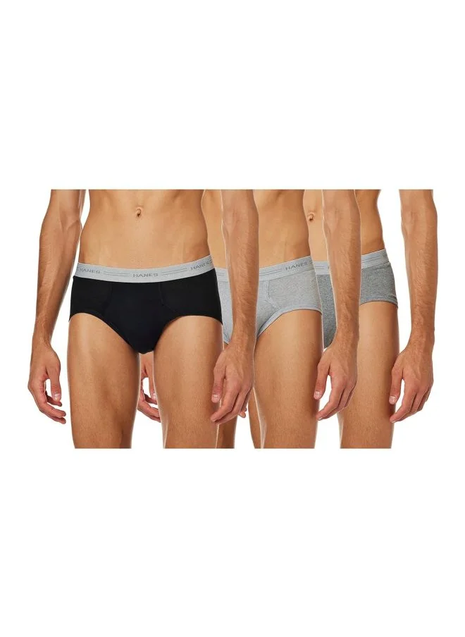 هينز Hanes Red Label Mens 3 Pack Mid Rise Exposed Waistband Briefs