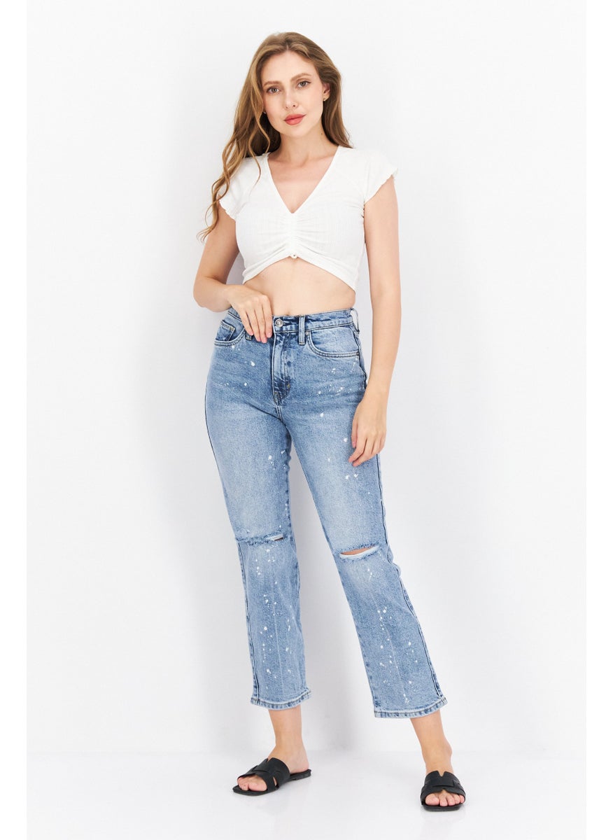 Earnest Sewn Women Regular Fit Washed Stretchable Denim, Blue  - Image 4