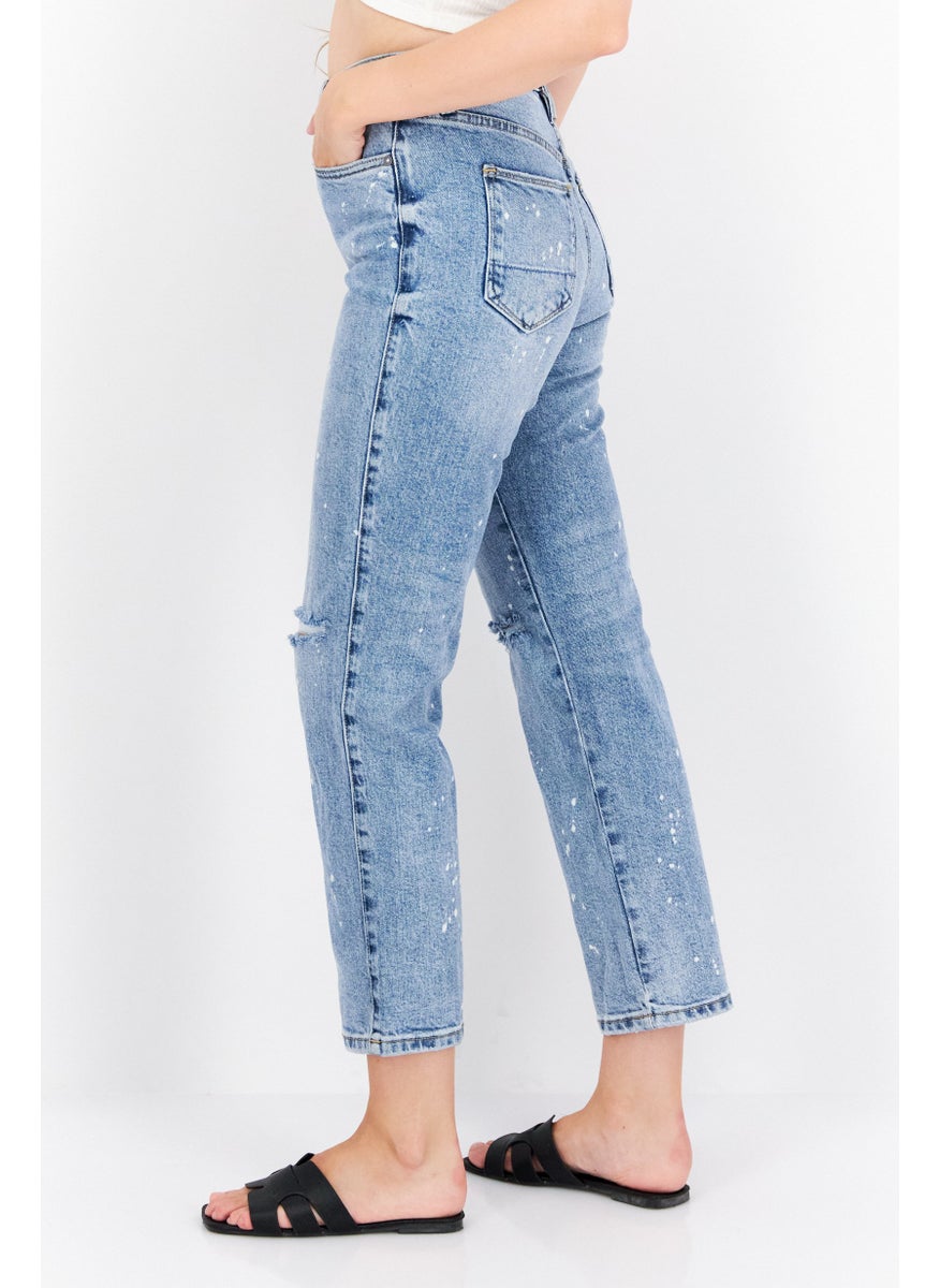 Earnest Sewn Women Regular Fit Washed Stretchable Denim, Blue  - Image 3