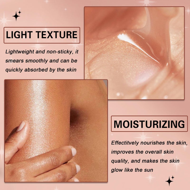 QIUFSSE Body Glow Oil,SPF 45 Broad Spectrum,Body Oil Shimmer Sunscreen with Rose Gold Mica,Lightweight Non-Sticky,Moisturizing Coconut,Absorbs Quickly,3.72 fl oz,ROSE - Image 3