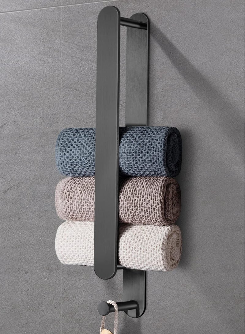 Barakah Towel Holder, Strong Self Adhesive Black Towel Rails Wall Mounted Stainles - Image 1