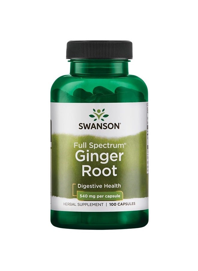 Swanson Premium Brand Ginger Root 540 Milligrams 100 Capsules - Image 1