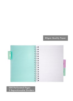 Pukka Pad Pukka Pad A5 Size Single Line Ruled Subject Book 4 Subject Book for College Perforated Pages Repositionable Dividers with Storage Pockets Blue Cover Pastel Range  - Image 2