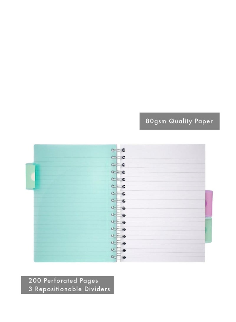Pukka Pad Pukka Pad A5 Size Single Line Ruled Subject Book 4 Subject Book for College Perforated Pages Repositionable Dividers with Storage Pockets Blue Cover Pastel Range - Image 2