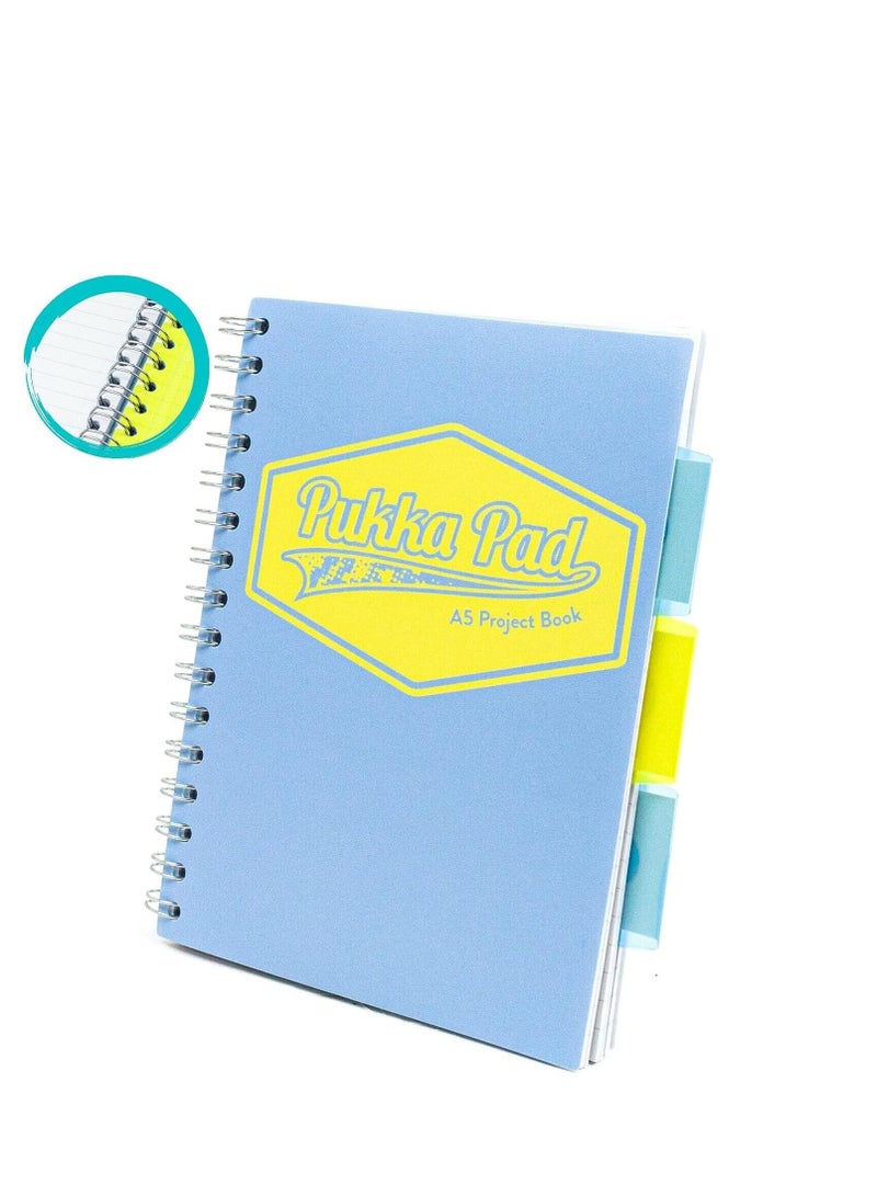 Pukka Pad Pukka Pad A5 Size Single Line Ruled Subject Book 4 Subject Book for College Perforated Pages Repositionable Dividers with Storage Pockets Blue Cover Pastel Range - Image 4