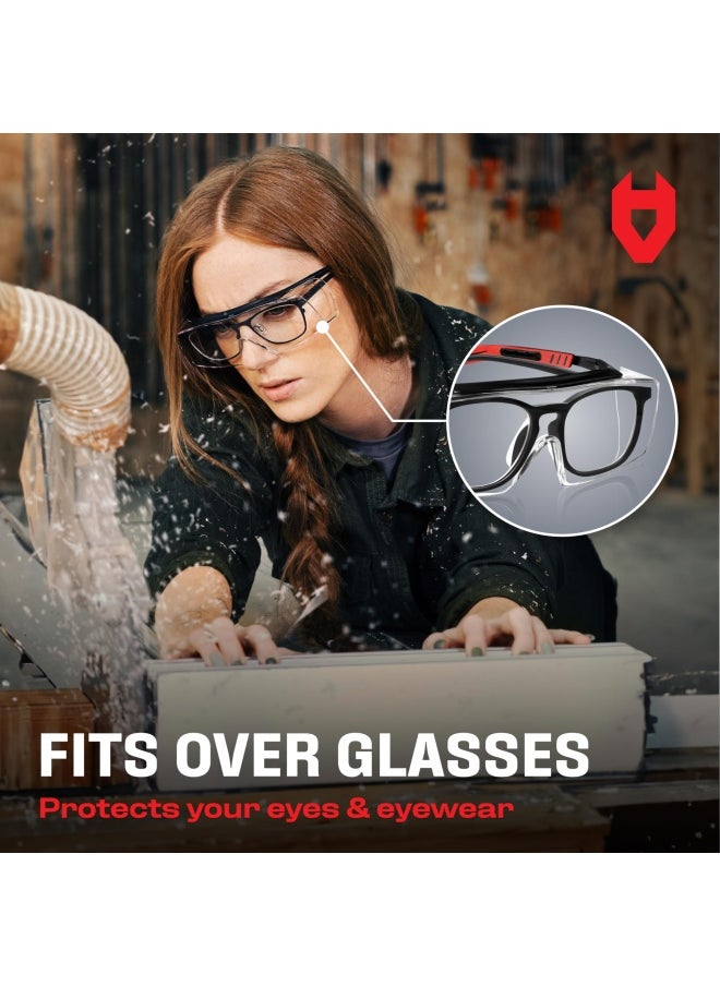 NoCry - Safety Glasses That Fit Over Your Prescription Eyewear. Clear Anti-Scratch Wraparound Lenses UV400 Protection ANSI Z87  OSHA Certified. Use in the Lab Travelling - Image 1