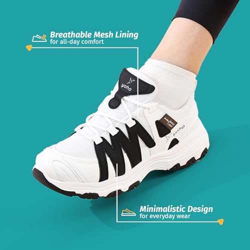 YOHO Tempo Chunky Sneakers for Women |Breathable Mesh Upper, Cushioned Comfort, Lightweight Sole with Support & Grip, Everyday Stylish Casual Shoe-0910 | Espresso Cream - UK 4 - Image 3