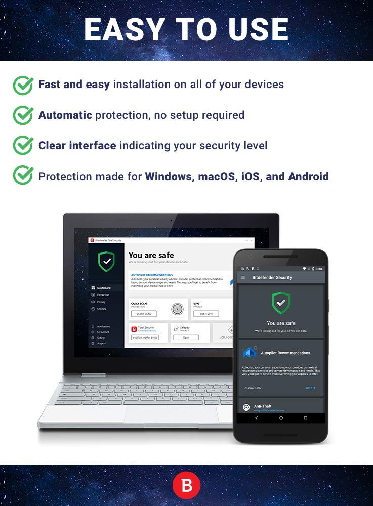 Bitdefender Total Security – Complete Antivirus and Internet Security Suite – 5 Devices | 2 year Subscription | PC/Mac | Activation Code by Mail - Image 4