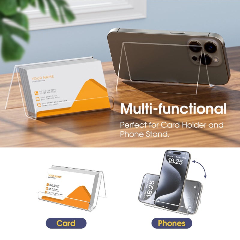MaxGear Acrylic Business Card Holder for Desk, Multiple Premium Business Card Stand for Workspace, Clear Plastic Name Cards Display Holder for Exhibition, Home and Office, Capacity: 50 Cards, 3 Pack - Image 4
