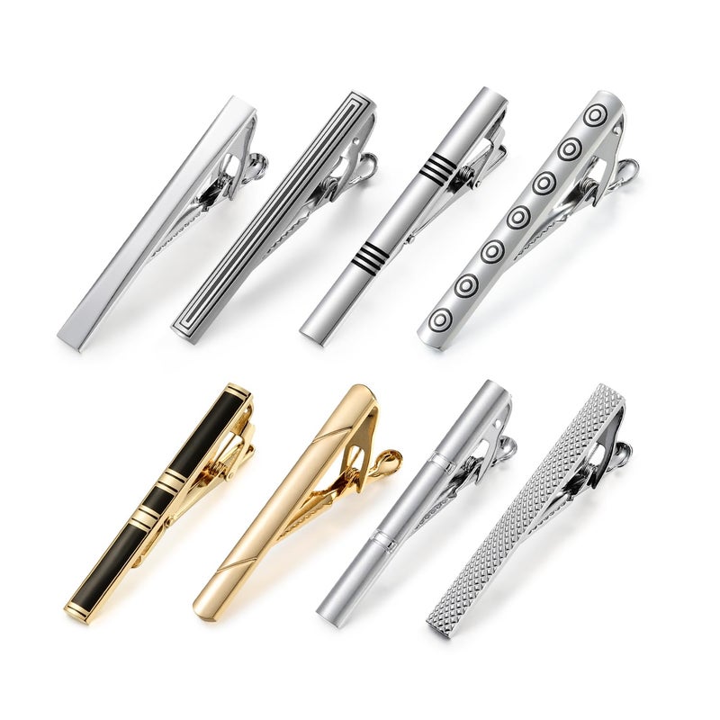 wynameleri Classic Tie Pins Tie Clips Set of 8 for Men in Gift Box - Image 1