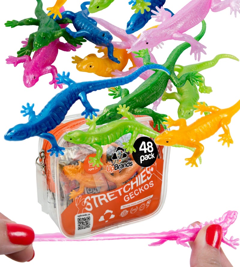 UpBrands Rubber Lizards Toys Bulk Set Preschool Valentine Gifts Kit for Birthday Party Favors for Kids Goodie Bags Pinata Filler Students Classroom Valentines Day Gifts for Kids 48 Pack - Image 3