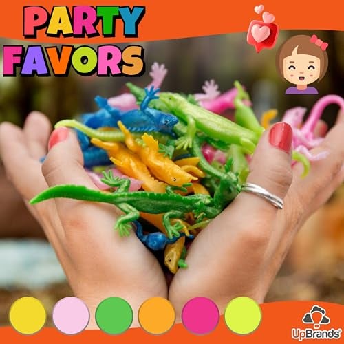 UpBrands Rubber Lizards Toys Bulk Set Preschool Valentine Gifts Kit for Birthday Party Favors for Kids Goodie Bags Pinata Filler Students Classroom Valentines Day Gifts for Kids 48 Pack - Image 5