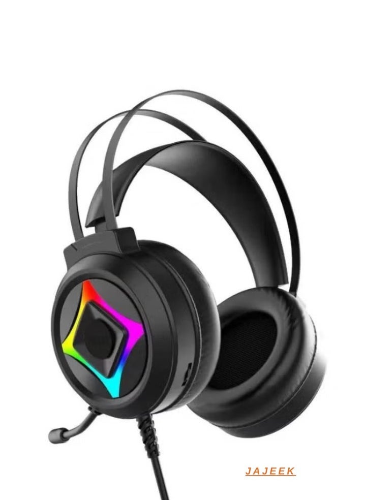 JAJEEK G101 Gaming Headset with LED Backlight, 50mm Horn Drivers, PU Leather Ear Pads, Dual 3.5mm Audio Jacks, USB Connection, and Built-in Microphone for Immersive Sound Experience – Perfect for PC, PS4, Xbox, and More - Image 2