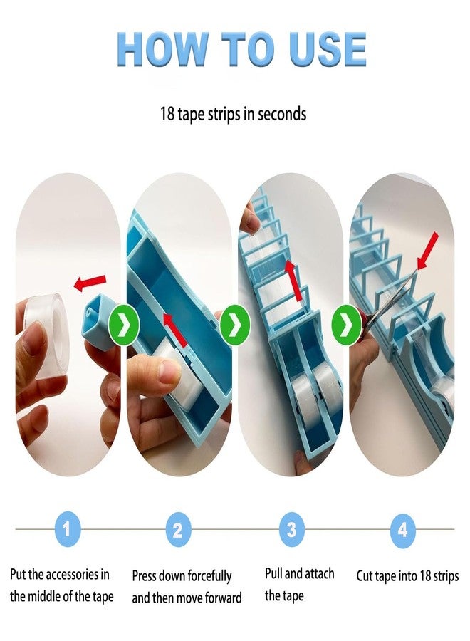 ALLGLAM 18 Strips Tape Dispenser, Blade-Free Tape Holder Cutting for Fast Christmas Gift Wrapping, Handmade,Crafts and Packaging Works with Standard, Washi & Double-Sided Tape (Blue) - Image 5
