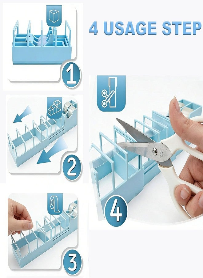 ALLGLAM 18 Strips Tape Dispenser, Blade-Free Tape Holder Cutting for Fast Christmas Gift Wrapping, Handmade,Crafts and Packaging Works with Standard, Washi & Double-Sided Tape (Blue) - Image 3