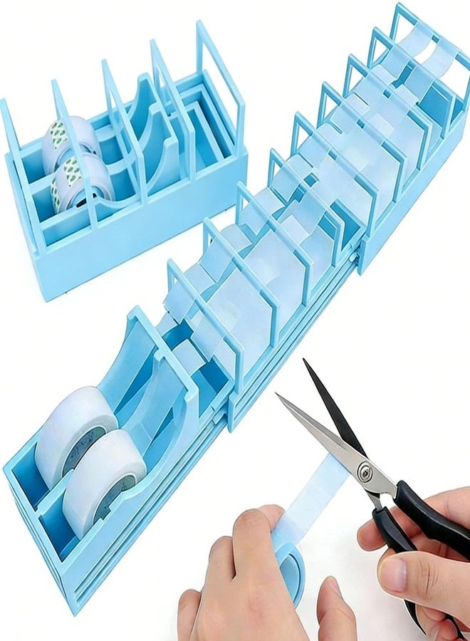 ALLGLAM 18 Strips Tape Dispenser, Blade-Free Tape Holder Cutting for Fast Christmas Gift Wrapping, Handmade,Crafts and Packaging Works with Standard, Washi & Double-Sided Tape (Blue) - Image 1